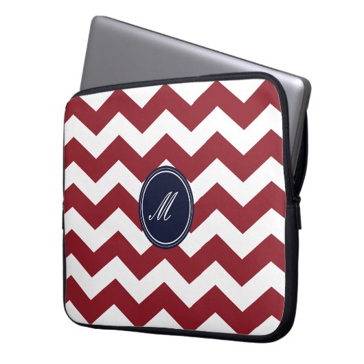 Maroon Zickzack Pattern Laptop Sleeve (Vorderseite Links)
