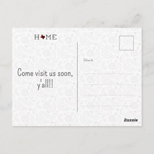 Maroon ZUHAUSE Texas Moving Ankündigung Postkarte (Rückseite)