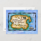 Marooned Parrot Treasmap Postcards Postkarte (Vorne/Hinten)