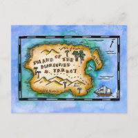 Marooned Parrot Treasmap Postcards