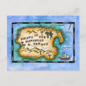 Marooned Parrot Treasmap Postcards Postkarte (Vorderseite)
