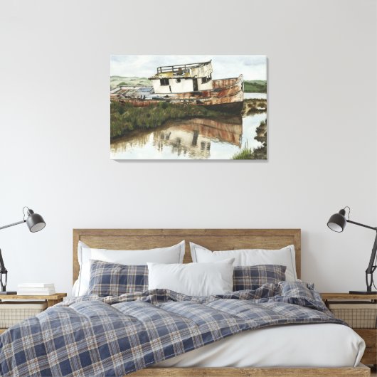 Marooned Ship Watercolor Leinwand (Insitu (Schlafzimmer))