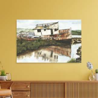 Marooned Ship Watercolor Leinwand