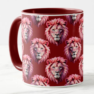 Maroonfarbener Löwenkopf-Design  Tasse