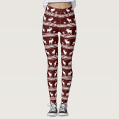 Maroonrotes Elchmuster Leggings (Vorderseite)
