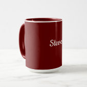 Marot-rote Vorlage, weißer Text, Tasse (Vorderseite Links)