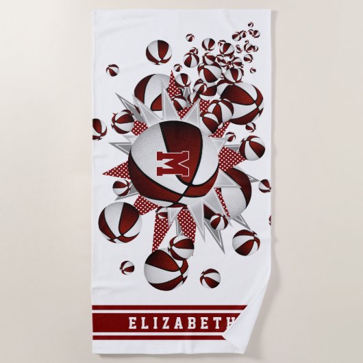 Marottenbällchen mit Monogramm Mädchen Strandtuch (Vorderseite)