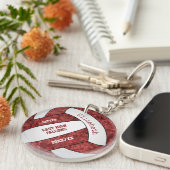 Maroweiße Mannschaftsfarben personalisiertes Volle Schlüsselanhänger (Vorderseite rechts)