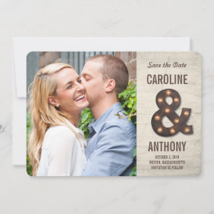 Marquee Ampersand Foto Save the Date Karte