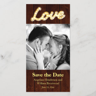 Marquee-Lichter Save the Date Foto Karte
