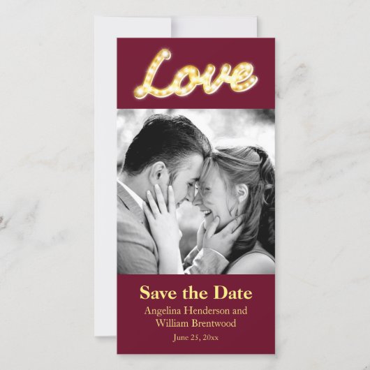Marquee-Lichter Save the Date Foto Karte (Vorderseite)