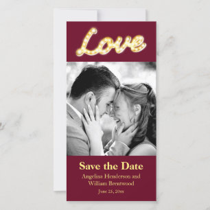 Marquee-Lichter Save the Date Foto Karte