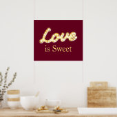 Marquee Lights Liebe ist süß - Marsala Poster (Küche)