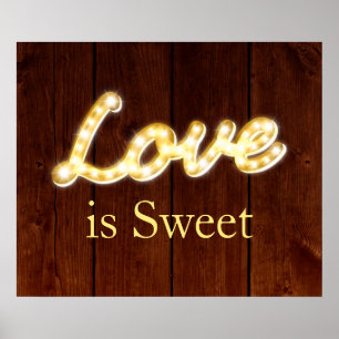 Marquee Lights Liebe ist süß - Stallbrett Poster