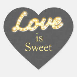 Marquee Lights Liebe ist Sweet Gray Burlap Herz-Aufkleber
