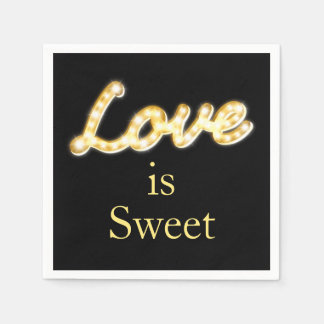 Marquee Lights Liebe ist Sweet Napkin schwarz Serviette