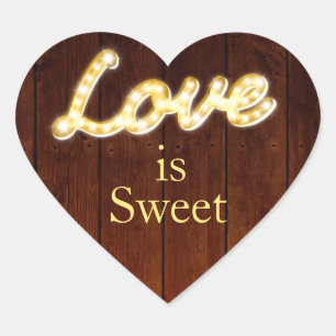 Marquee Lights Love is Sweet - Scheunenbrett Herz-Aufkleber