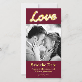 Marquee Lights Save the Date Fotokarte
