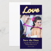 Marquee Lights Save the Date Fotokarte (Vorne/Hinten)