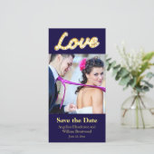 Marquee Lights Save the Date Fotokarte (Stehend Vorderseite)
