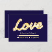 Marquee Lights UAWG - blau RSVP Karte (Vorne/Hinten)