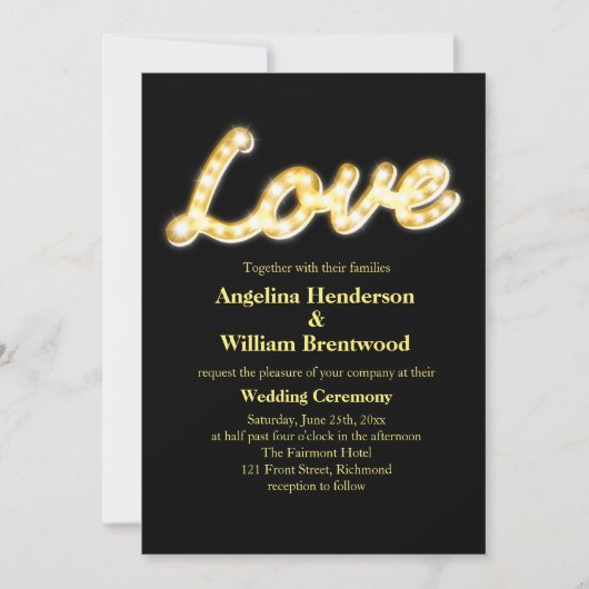 Marquee Lights Wedding Invite - schwarz Einladung (Vorderseite)