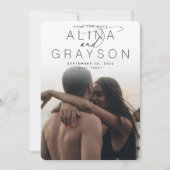 Marquee Name | Modernes vertikales Foto Save The Date (Vorderseite)