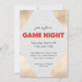 Marquee Sign auf Gold Game Night Party Einladung (Vorderseite)
