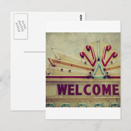 Marquee Welcome Sign Postkarte (Vorne/Hinten)