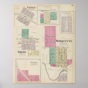 Marquette, Conway, Galva, Elyria, Ames, Kansas Poster