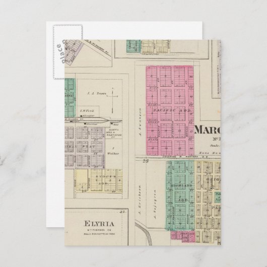 Marquette, Conway, Galva, Elyria, Ames, Kansas Postkarte (Vorne/Hinten)