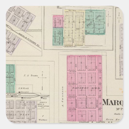 Marquette, Conway, Galva, Elyria, Ames, Kansas Quadratischer Aufkleber (Vorderseite)