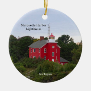 Marquette Harbor Leuchtturm-Kreis-Ornament Keramik Ornament