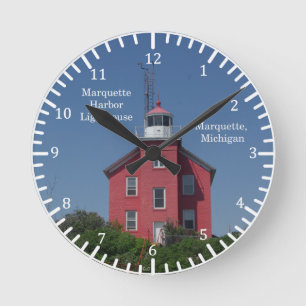 Marquette Harbor Lighthouse clock Runde Wanduhr