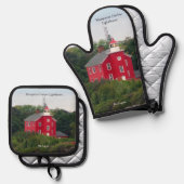 Marquette Harbor Lighthouse Ofenhandschuh & Topflappen-Set (Vorderseite/Rückseite)