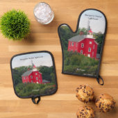 Marquette Harbor Lighthouse Ofenhandschuh & Topflappen-Set (Oben Unten)