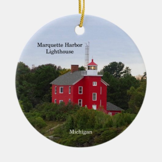 Marquette Harbour Leuchtturm Kreisverzierung Keramik Ornament (Vorne)