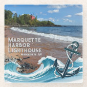 Marquette Harbour Lighthouse, Marquette, MI Glasuntersetzer (Vorderseite)