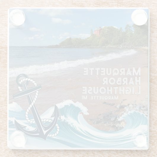 Marquette Harbour Lighthouse, Marquette, MI Glasuntersetzer (Rückseite)