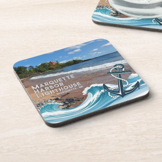 Marquette Harbour Lighthouse, Marquette, MI Unters Getränkeuntersetzer (Linke Seite)