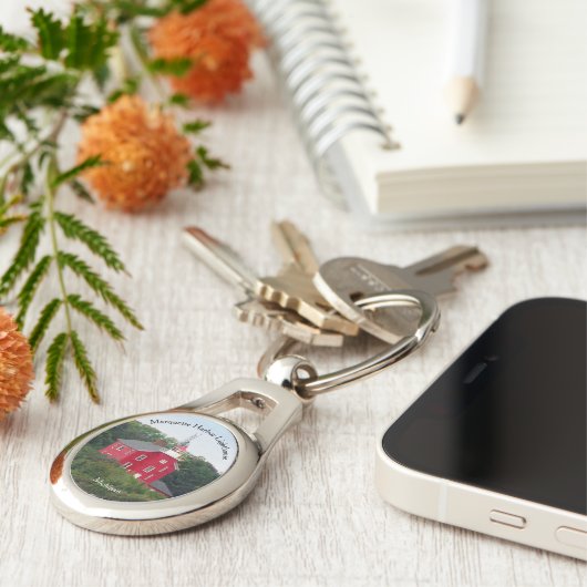 Marquette Harbour Lighthouse Metallschlüsselkette Schlüsselanhänger (Seite)