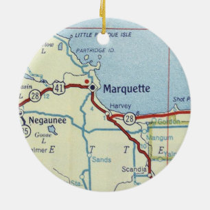 Marquette MI Alte Karte Keramik Ornament