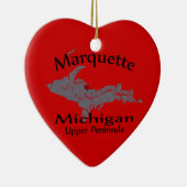 Marquette Michigan Herzstück Karte Keramikornament (Rechts)