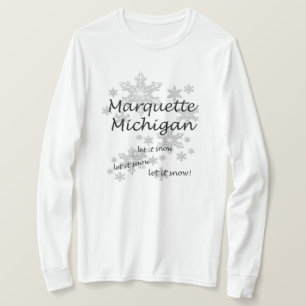 Marquette Michigan Snowflake Snow Ladys T-Shirt