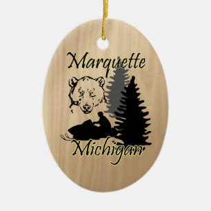 Marquette Michigan Snowmobile Bären Keramik Keramikornament