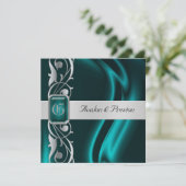 Marquis Aquamarin Seide Aquamarin Jewel Einladung (Stehend Vorderseite)