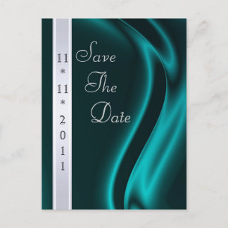 Marquis Aquamarin Silk Save the Date Postkarte
