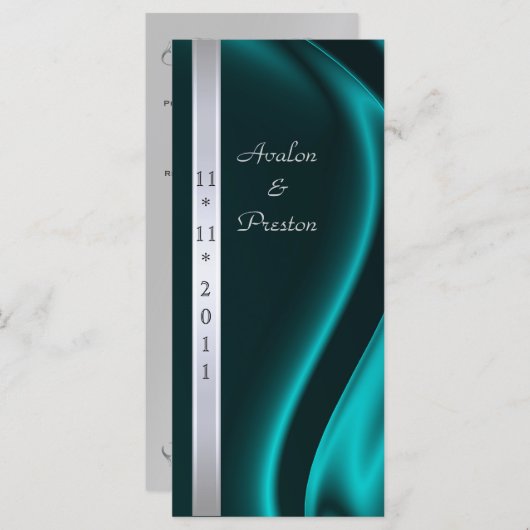 Marquis Aquamarin Silk Wedding Program Programm (Vorne/Hinten)