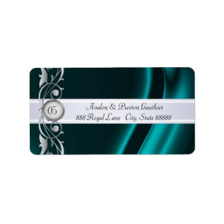 Marquis Aquamarin & Silver Silk Address Labels Adressaufkleber
