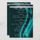 Marquis-aquamarines Silk silbernes Menükarte (Vorne/Hinten)